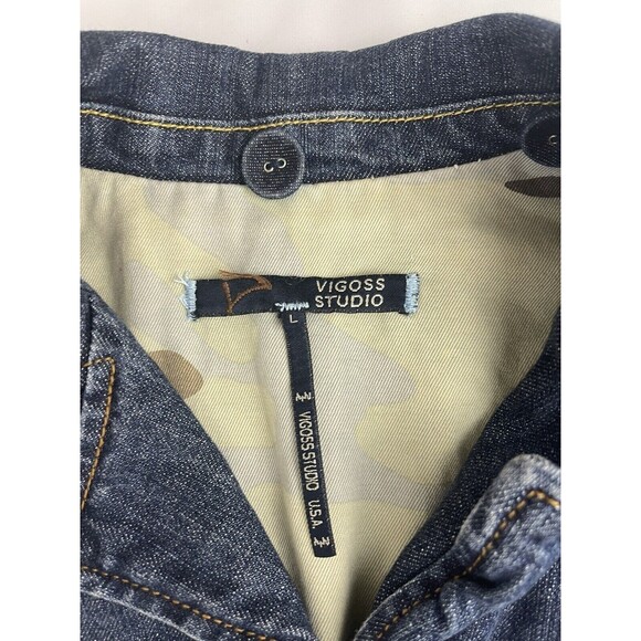 Vigoss Studio Women's Jacket Blue Trucker Denim Jean Lined Large - Picture 6 of 10